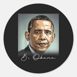 Sticker Rond Portrait Barack Obama Président Patriotique