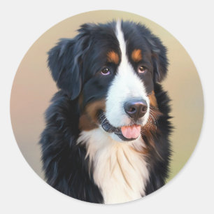 Sticker Rond Portrait bernois de chien de montagne