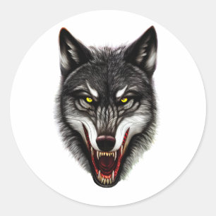 Sticker Rond Portrait cool Wolf