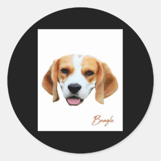 Sticker Rond Portrait couleur chien beagle