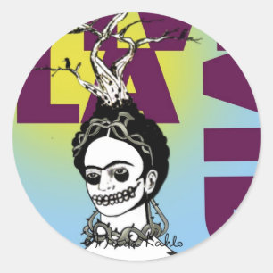 Sticker Rond Portrait d'art de bruit de Frida Kahlo