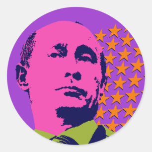 Sticker Rond Portrait d'art rose Poutine