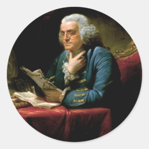 Sticker Rond Portrait de Benjamin Franklin