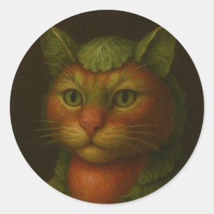 Sticker Rond Portrait de chat Renaissance