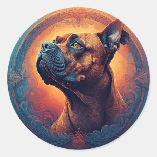 Sticker Rond Portrait de chien Art abstrait