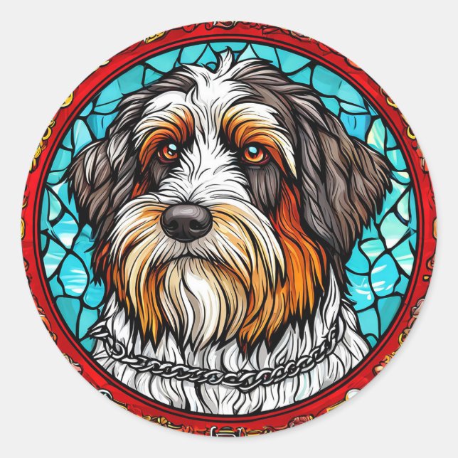 Sticker Rond Portrait de chien mignon (Devant)