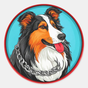 Sticker Rond Portrait de chien Style artistique orné