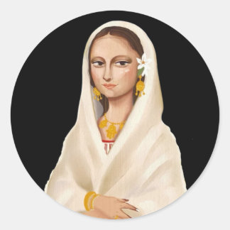 Sticker Rond Portrait de femme élégante | Illustration d'art cu