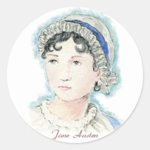 Sticker Rond Portrait de Jane Austen par Alice Flynn