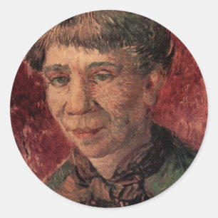 Sticker Rond Portrait de la femme Madame Tanguy, Vincent van Go
