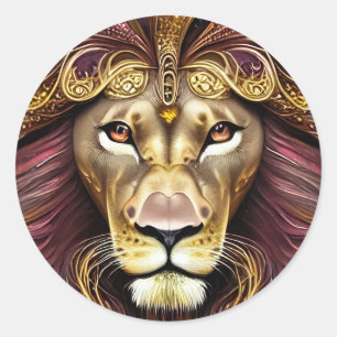 Sticker Rond Portrait de Lion