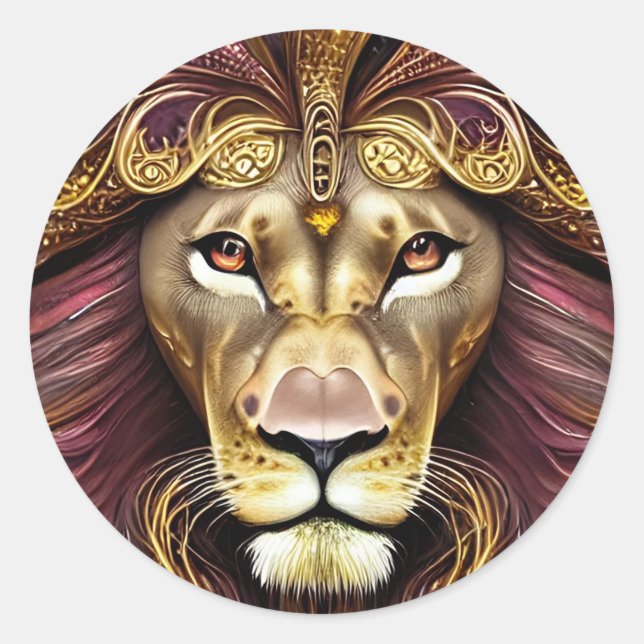 Sticker Rond Portrait de Lion (Devant)