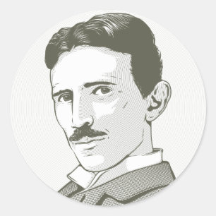 Sticker Rond Portrait de Nikola Tesla