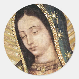 Sticker Rond Portrait De Notre-Dame De Guadalupe