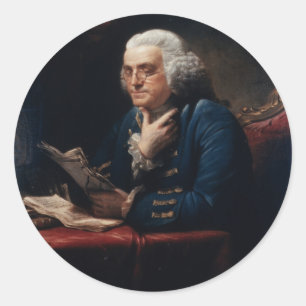 Sticker Rond Portrait de pouce, Benjamin Franklin Père fondateu