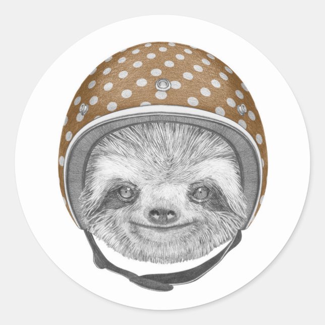Sticker Rond Portrait De Sloth | Casque moto (Devant)