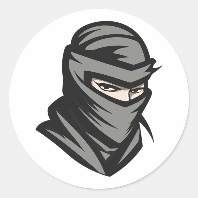 Sticker Rond Portrait de tête Ninja Shinobi (Devant)