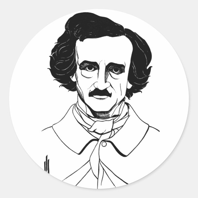 Sticker Rond Portrait d'Edgar Allan Poe (Devant)