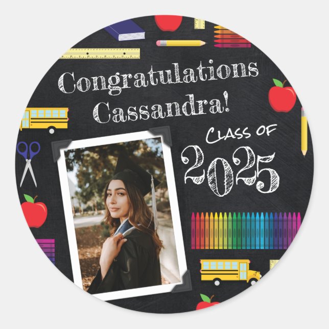 Sticker Rond Portrait du tableau de bord de l'enseignement (Devant)