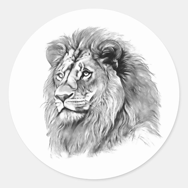Sticker Rond Portrait Lion puissant (Devant)