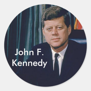Sticker Rond Portrait officiel de JFK de public domain
