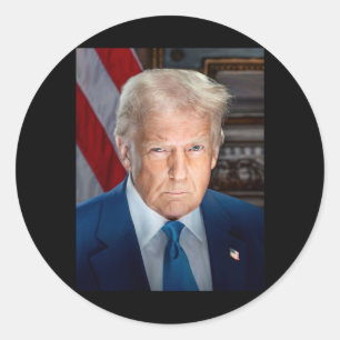 Sticker Rond Portrait officiel de la Maison Blanche Donald J Tr