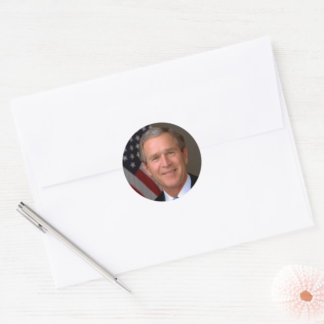 Sticker Rond Portrait officiel du président George W. Bush (Enveloppe)