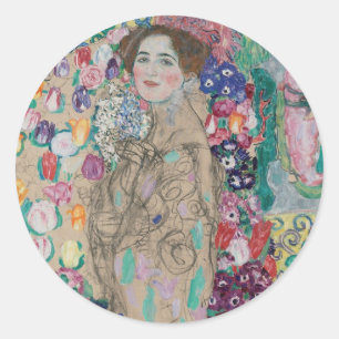 Sticker Rond Portrait posthume de Ria Munk par Gustav Klimt