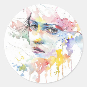 Sticker Rond portrait-visage-femme-fille-du-peuple