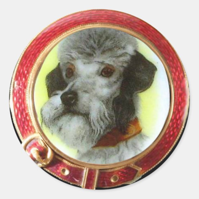 Sticker Rond PORTRAITS DE CHIEN DE MINIATURE VICTORIENNE Aireda (Devant)
