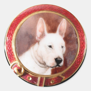 Sticker Rond PORTRAITS DE CHIEN DE MINIATURE VICTORIENNE Bull T