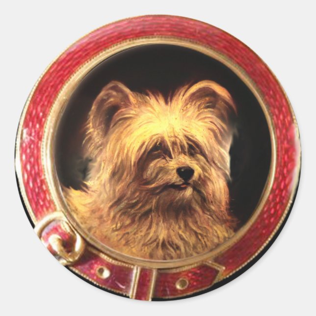 Sticker Rond PORTRAITS DE CHIEN DE MINIATURE VICTORIENNE Skye T (Devant)