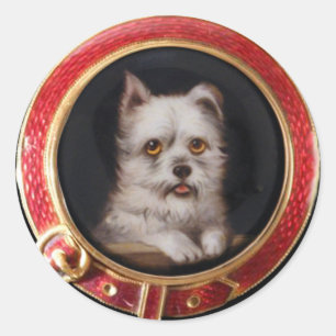 STICKER ROND PORTRAITS DE CHIEN MINIATURE WEST HIGHLAND TERRIER