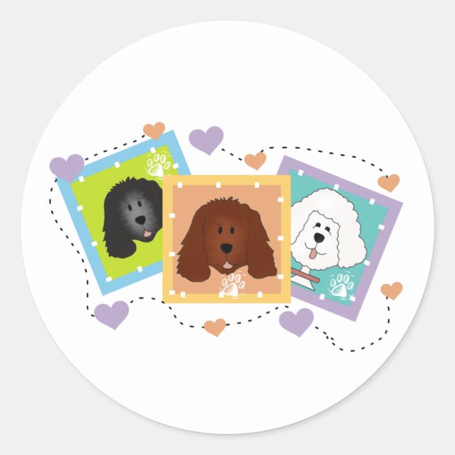 Sticker Rond Portraits de chiens T-shirts et cadeaux (Devant)