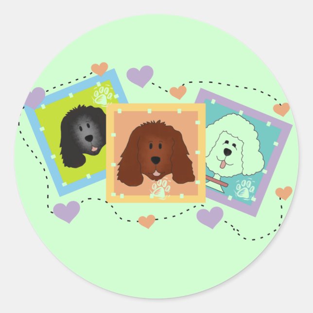Sticker Rond Portraits de chiens T-shirts et cadeaux (Devant)
