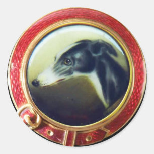 STICKER ROND PORTRAITS DE CHIENS VICTORIENS MINIATURE