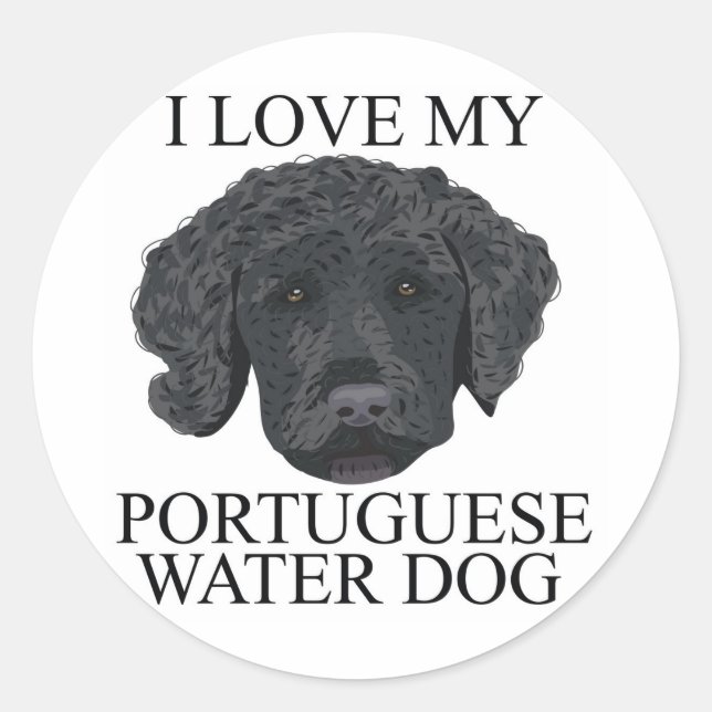 Sticker Rond PORTUGAIS Aimer CHIEN D'EAU ! (Devant)
