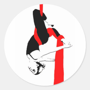 Sticker Rond Pose aérienne de Gémeaux de danseur de soies