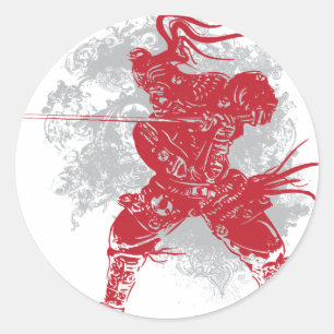 Sticker Rond Pose de samouraïs