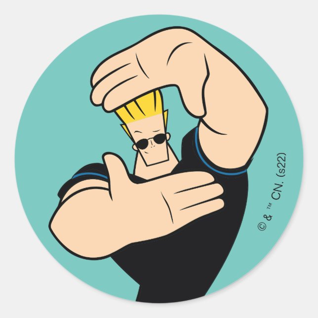 Sticker Rond Pose de trame photo Johnny Bravo (Devant)