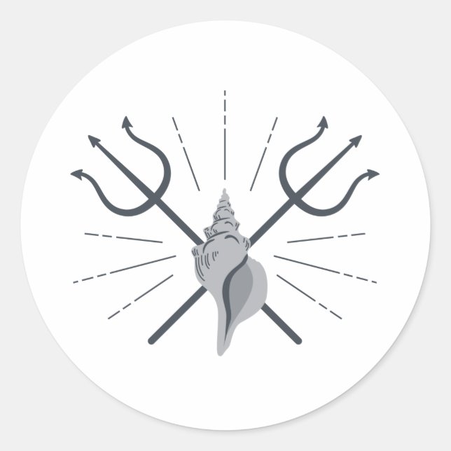 Sticker Rond Poseidon Trident (Devant)