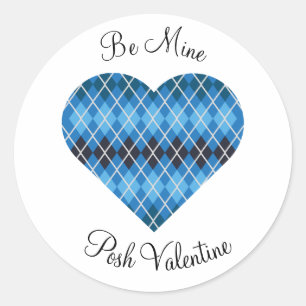 Sticker Rond Posh Jacquard bleu foncé Grand Coeur