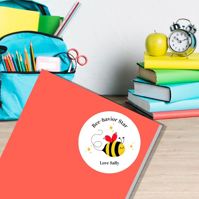 Sticker Rond Positive Behavior Sticker, Bee-havior Star Teacher (Créateur téléchargé)