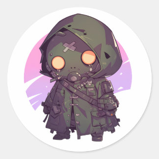 Sticker Rond Post Apocalyptic Wanderer dans le style anime
