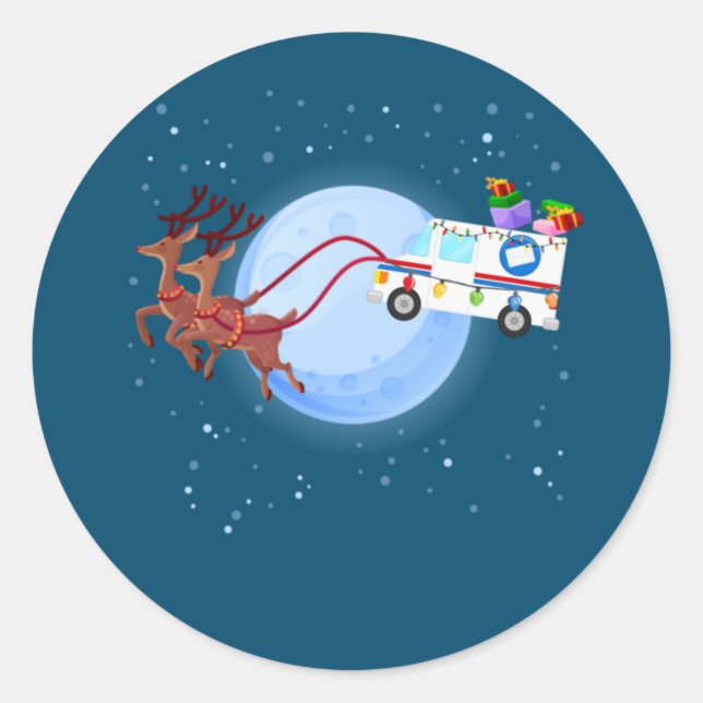 Sticker Rond Postal Worker Christmas Mail Truck Funny Mailman (Devant)