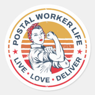 Sticker Rond Postal Worker Life Gag Poste Coworker