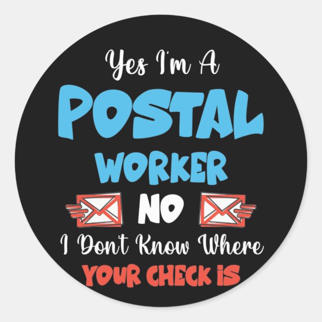 Sticker Rond Poste de travail Transporteur de courrier Mailman  (Devant)