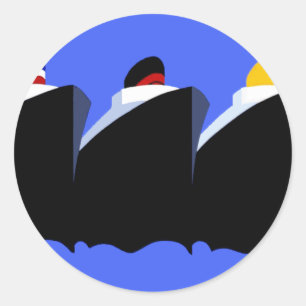 Sticker Rond Poster Art Déco des paquebots de croisière vintage