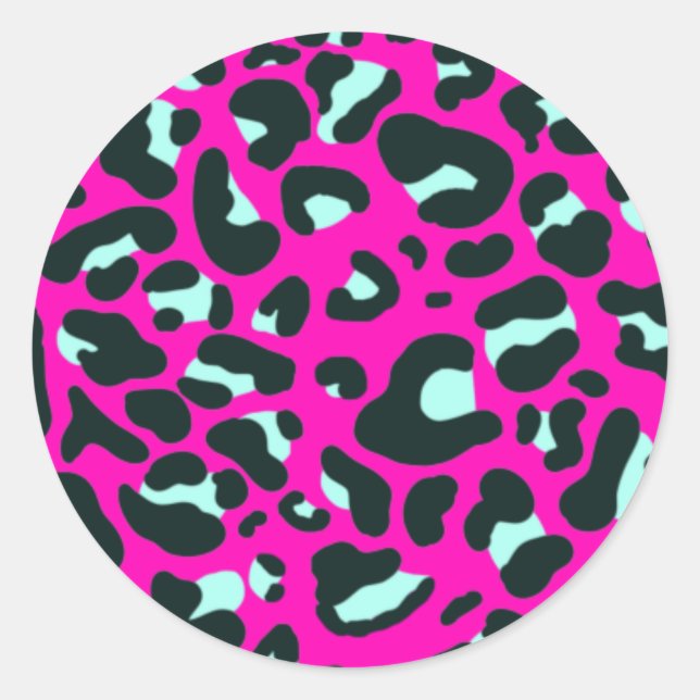 Sticker Rond Poster de animal de Cheetah Leopard rose moderne (Devant)