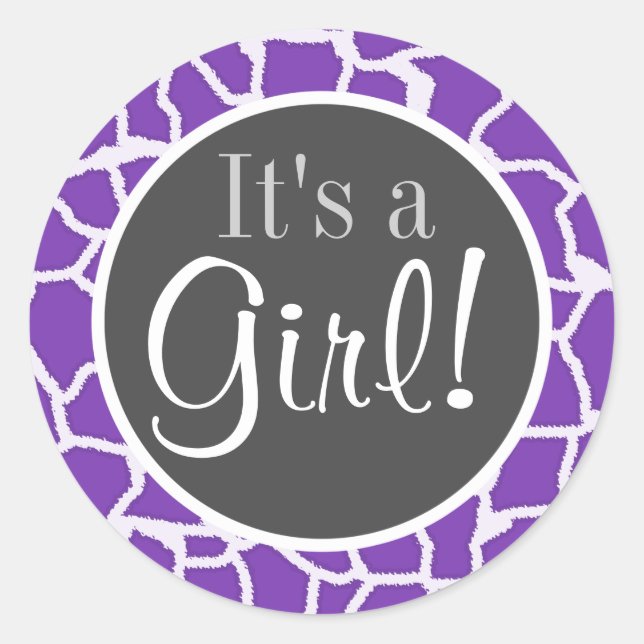 Sticker Rond Poster de animal de girafe violet (Devant)